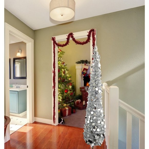 5 ft. Pop Up Christmas Tinsel Tree Collapsible wit - Picture 4 of 4